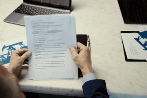 Trademark attorney reviewing Combined Section 71 and 15 Declaration documents required for Madrid Protocol USPTO trademark maintenance filing