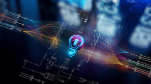 Digital innovation concept with glowing lightbulb representing unique trademark idea that must be evaluated for likelihood of confusion before USPTO filing