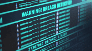 Breach warning screen illustrating trademark infringement and unauthorized brand use.