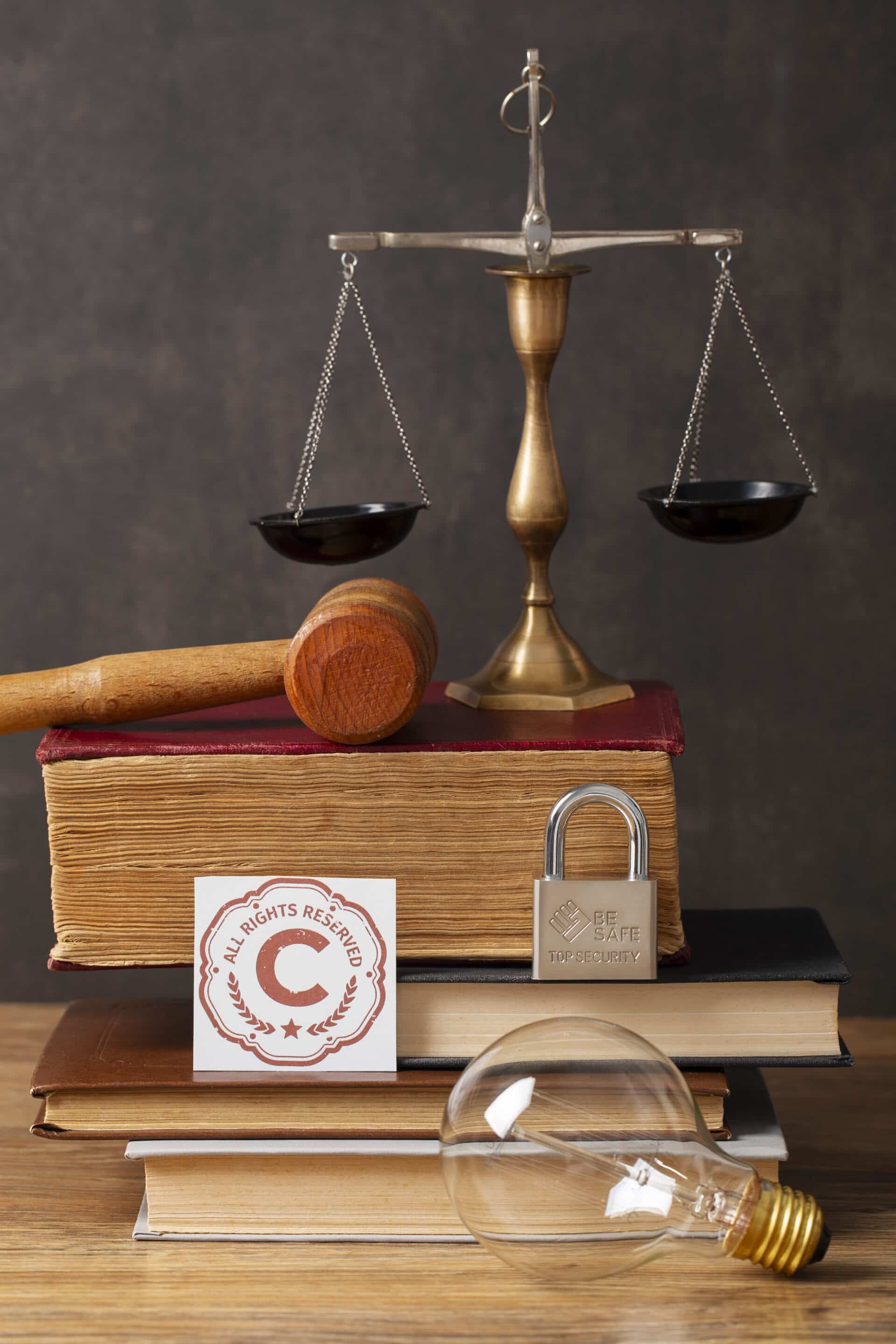 Copyright stamp on a open book.